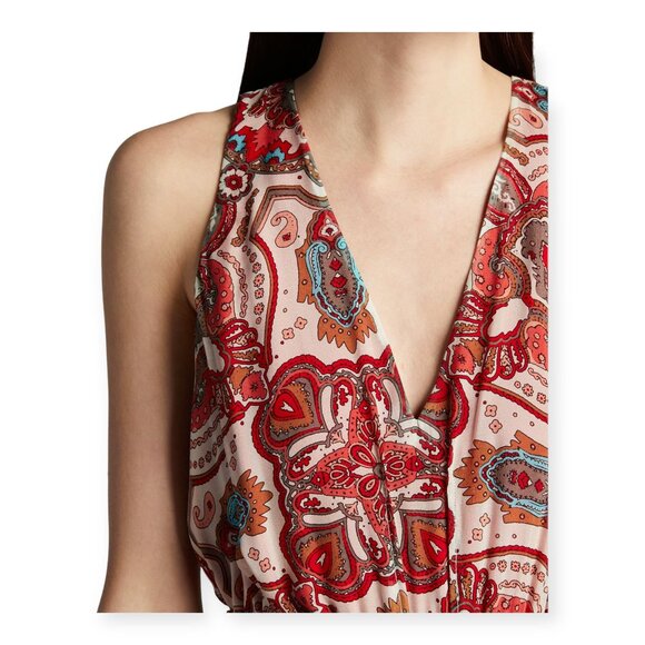 Ramy Brook Savanna High-Low Maxi Dress Red Print Silk Blend M NWT - Picture 13 of 14